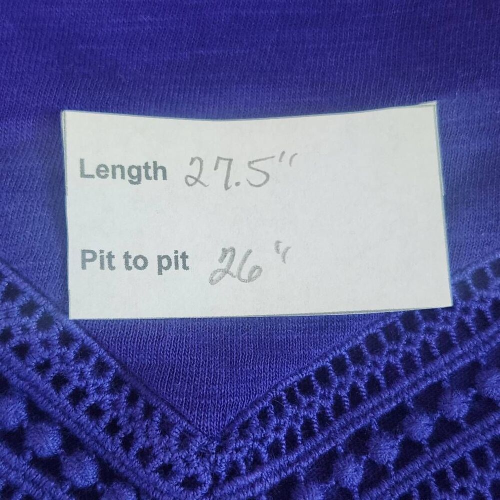 Liz Claiborne Purple T-Shirt with Crochet Lace Detail NWT Size 2X Plus Size Tee - Picture 11 of 11